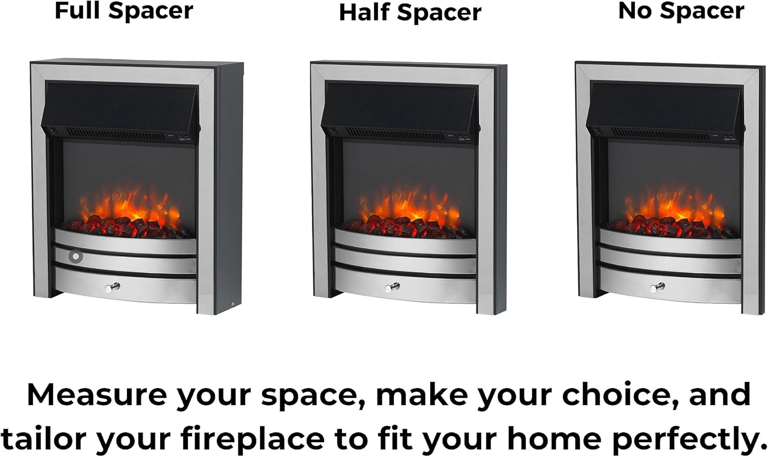 Endeavour Fires Roxby Inset Electric Fire Chrome Trim and Fret, 220/240Vac 1&2kW, 7 Day Programmable Remote Control Electric Fire (without spacer)