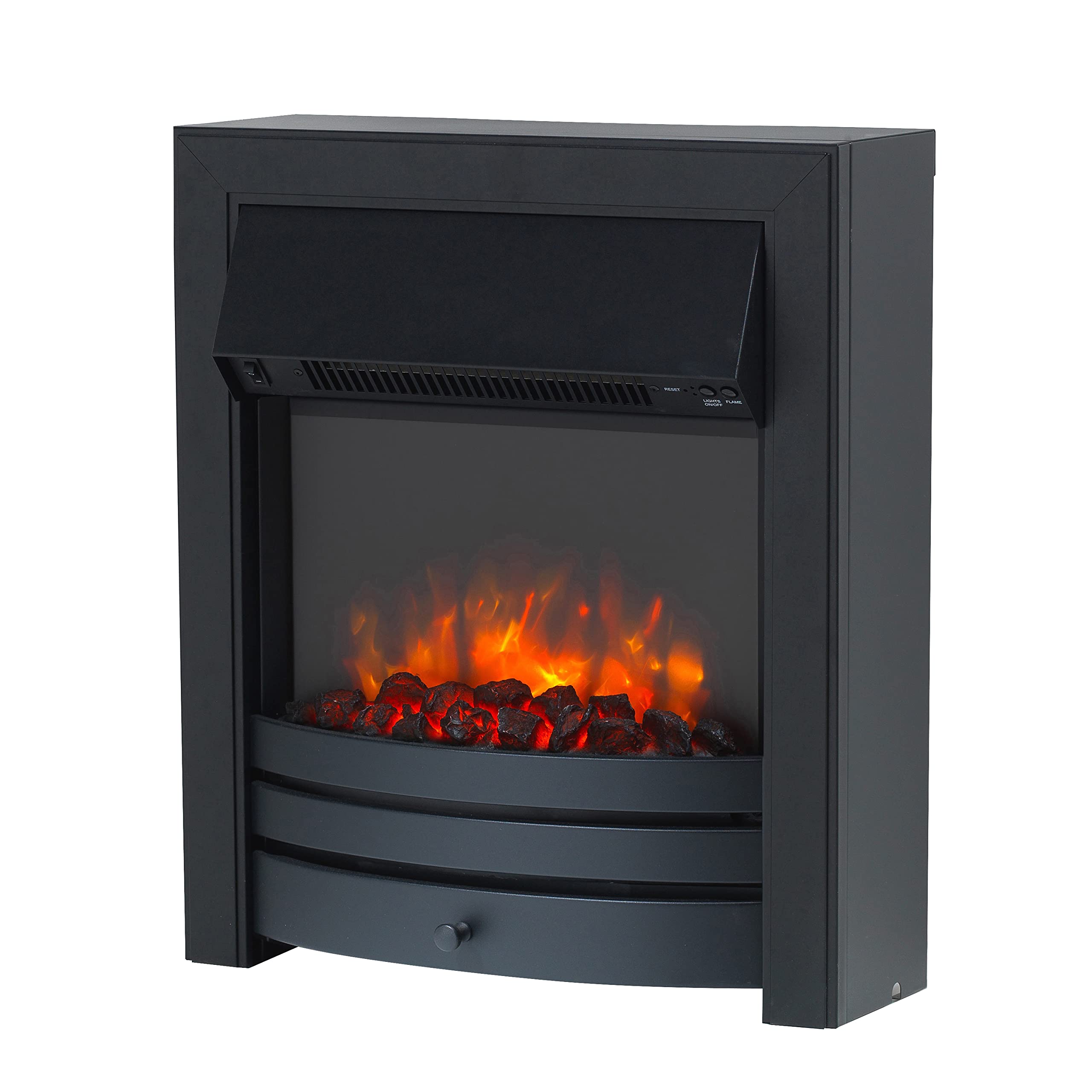 Endeavour Fires Roxby Inset Electric Fire Chrome Trim and Fret, 220/240Vac 1&2kW, 7 Day Programmable Remote Control Electric Fire (without spacer)