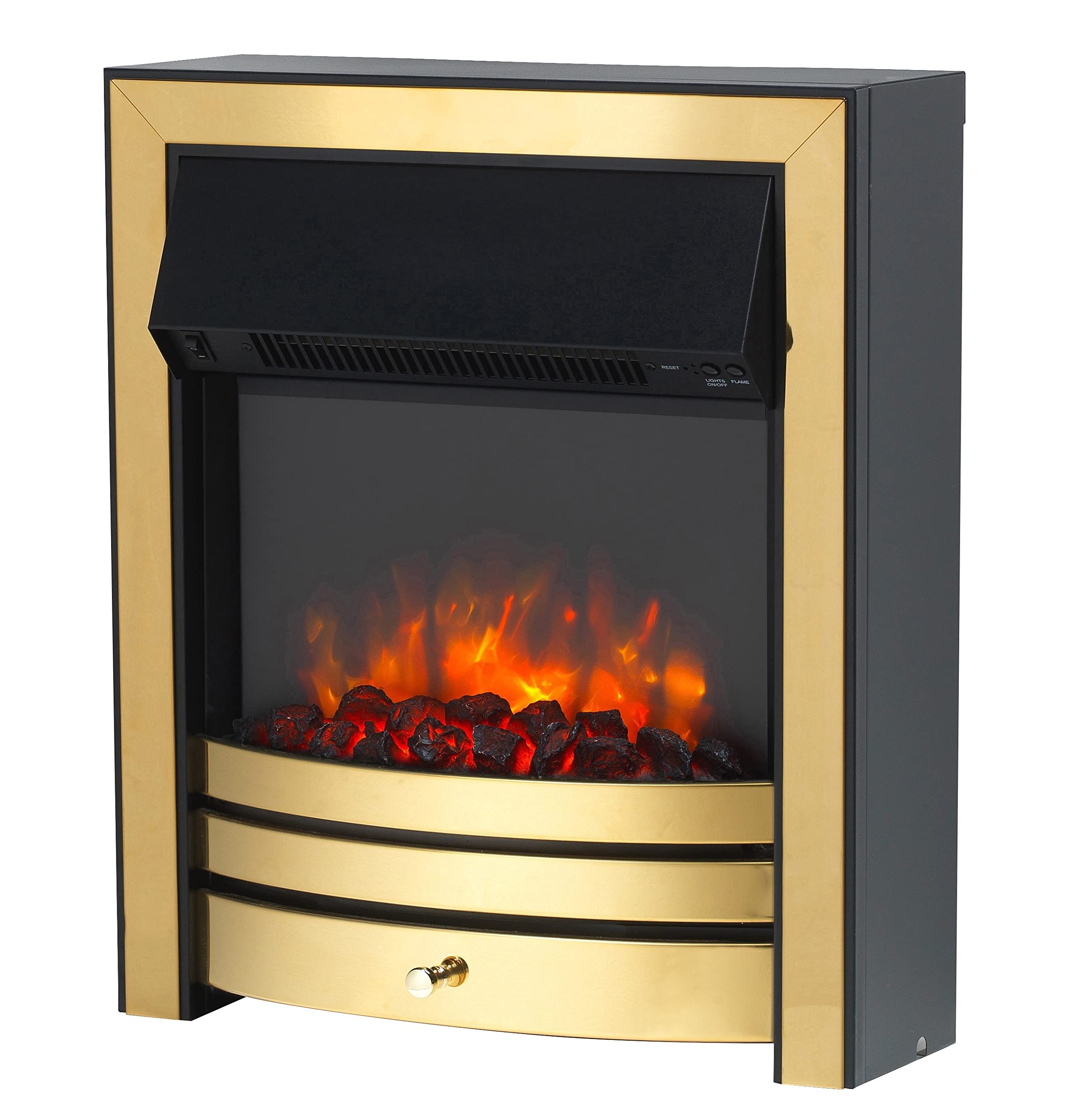 Endeavour Fires Roxby Inset Electric Fire Chrome Trim and Fret, 220/240Vac 1&2kW, 7 Day Programmable Remote Control Electric Fire (without spacer)