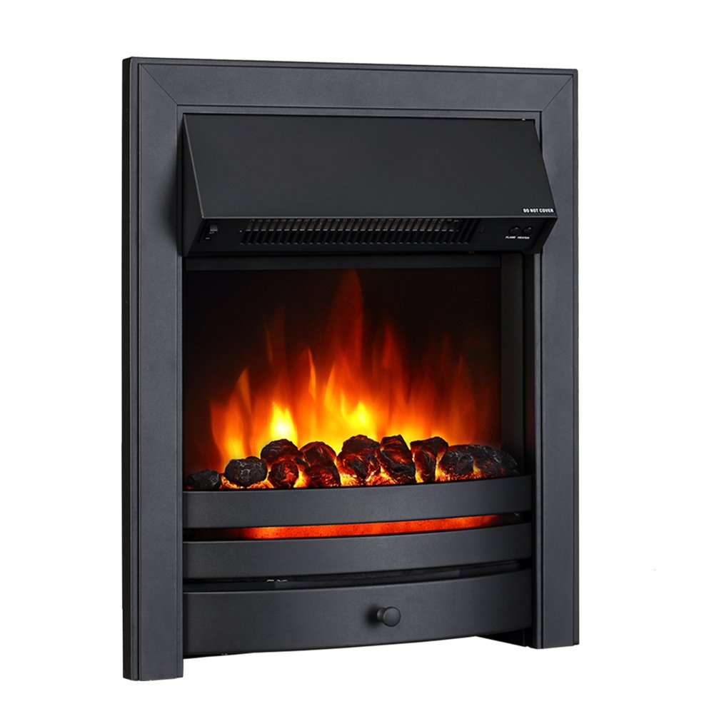 Endeavour Fires Roxby Inset Electric Fire Chrome Trim and Fret, 220/240Vac 1&2kW, 7 Day Programmable Remote Control Electric Fire (without spacer)