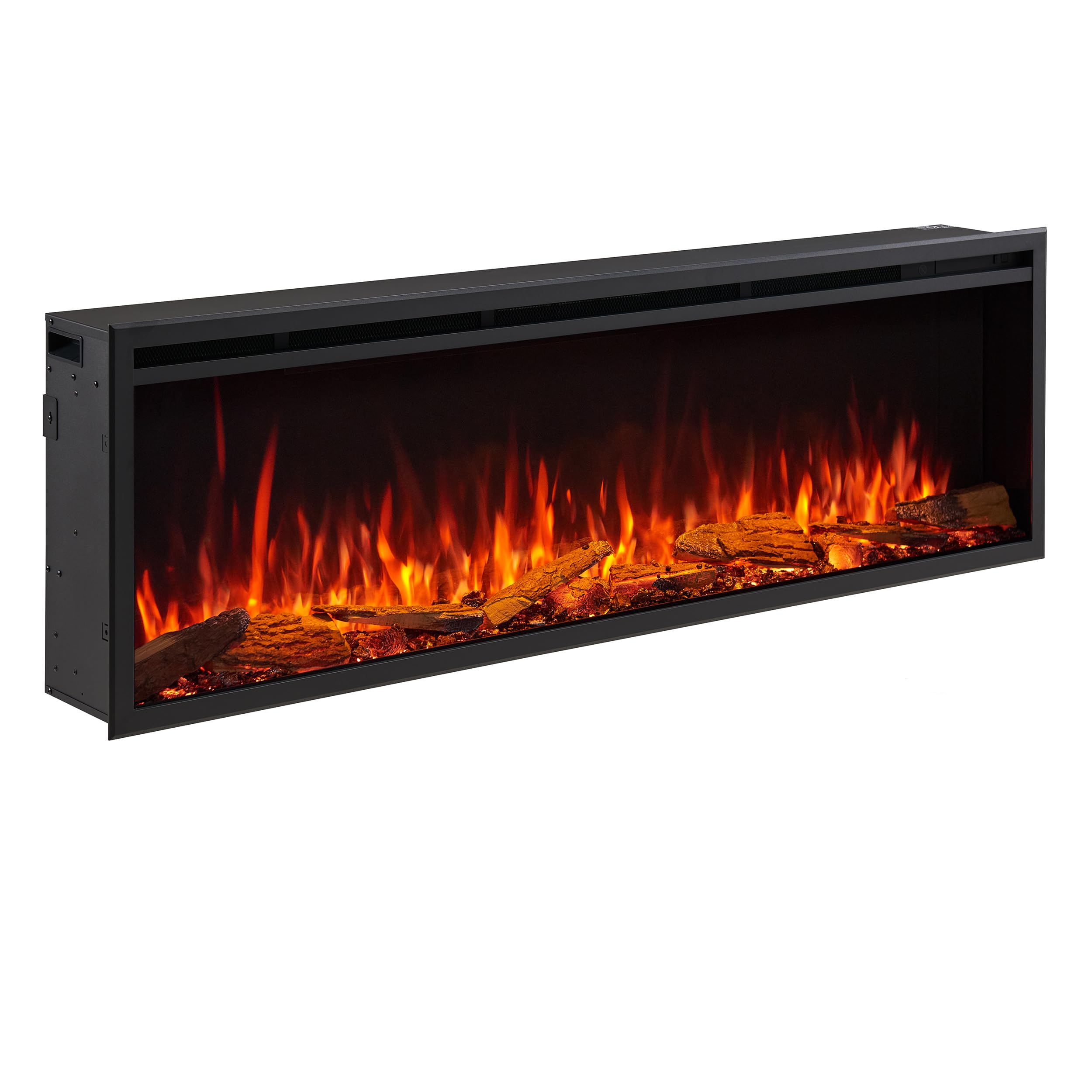FLAMME 40"/102cm Castello Slim Frame Recessed Media Wall Inset Electric Fireplace with Multi Flame Colours 750W/1500W
