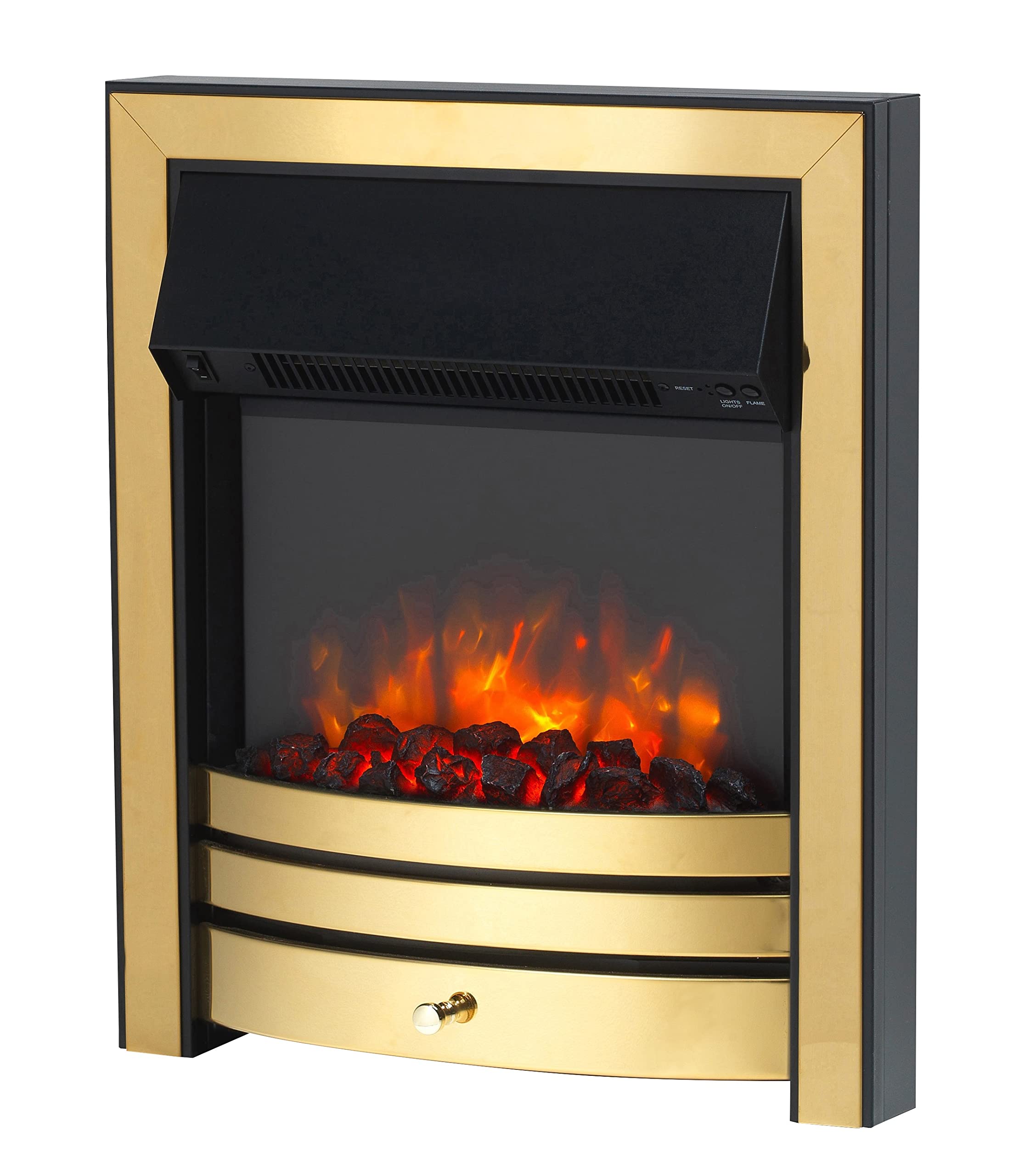 Endeavour Fires Roxby Inset Electric Fire Chrome Trim and Fret, 220/240Vac 1&2kW, 7 Day Programmable Remote Control Electric Fire (without spacer)