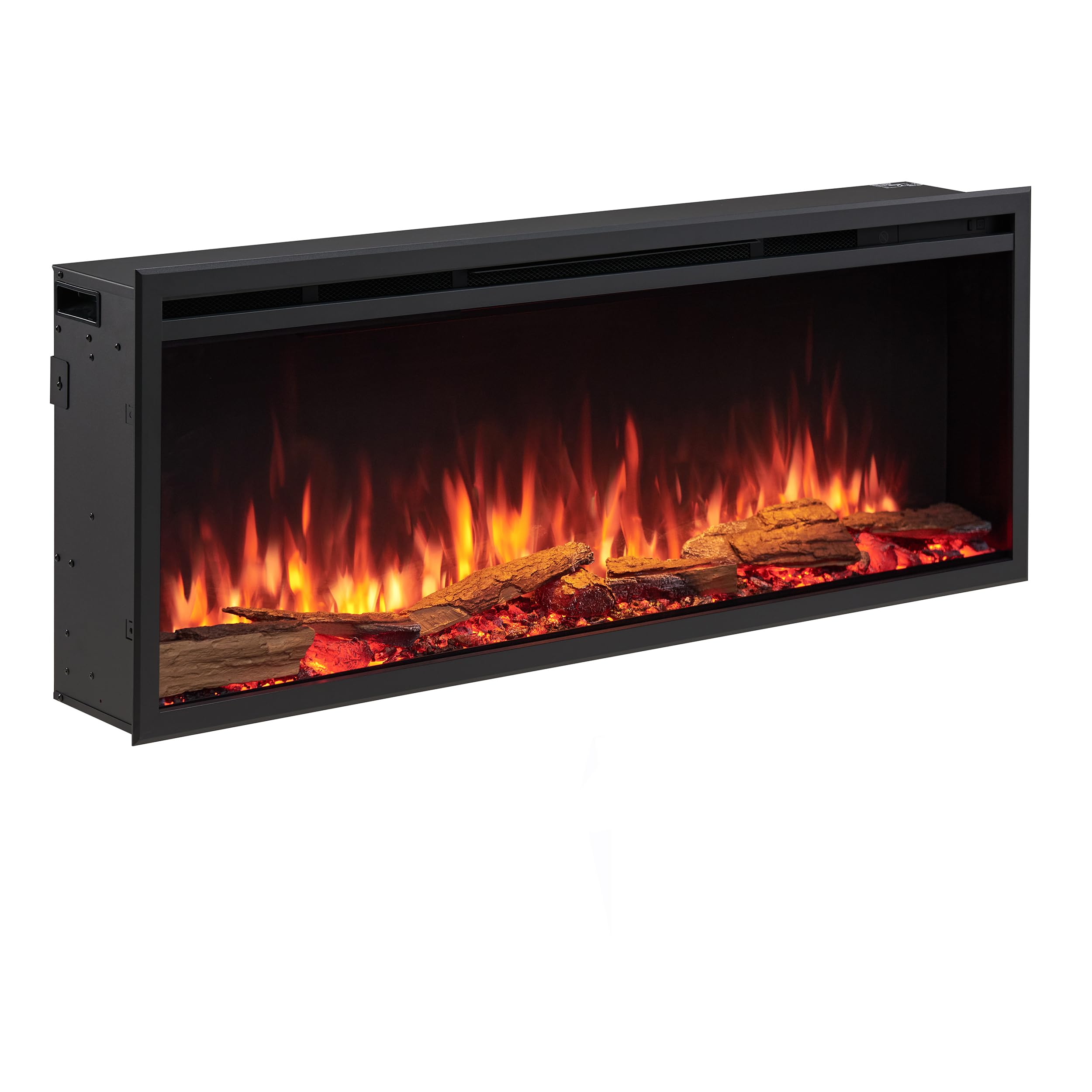 FLAMME 40"/102cm Castello Slim Frame Recessed Media Wall Inset Electric Fireplace with Multi Flame Colours 750W/1500W